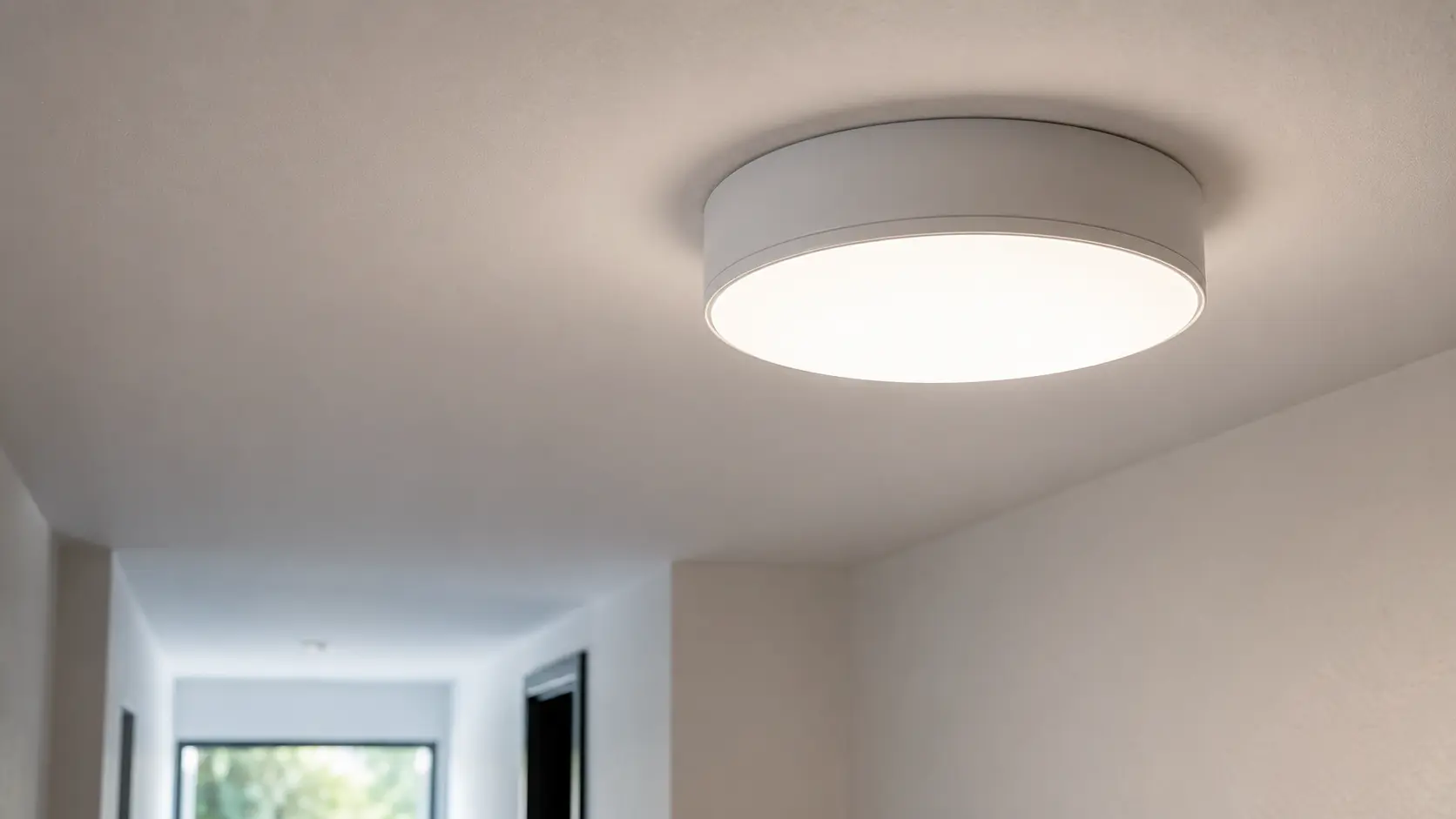 Luminaire de couloir d'immeuble en état de fonctionnement