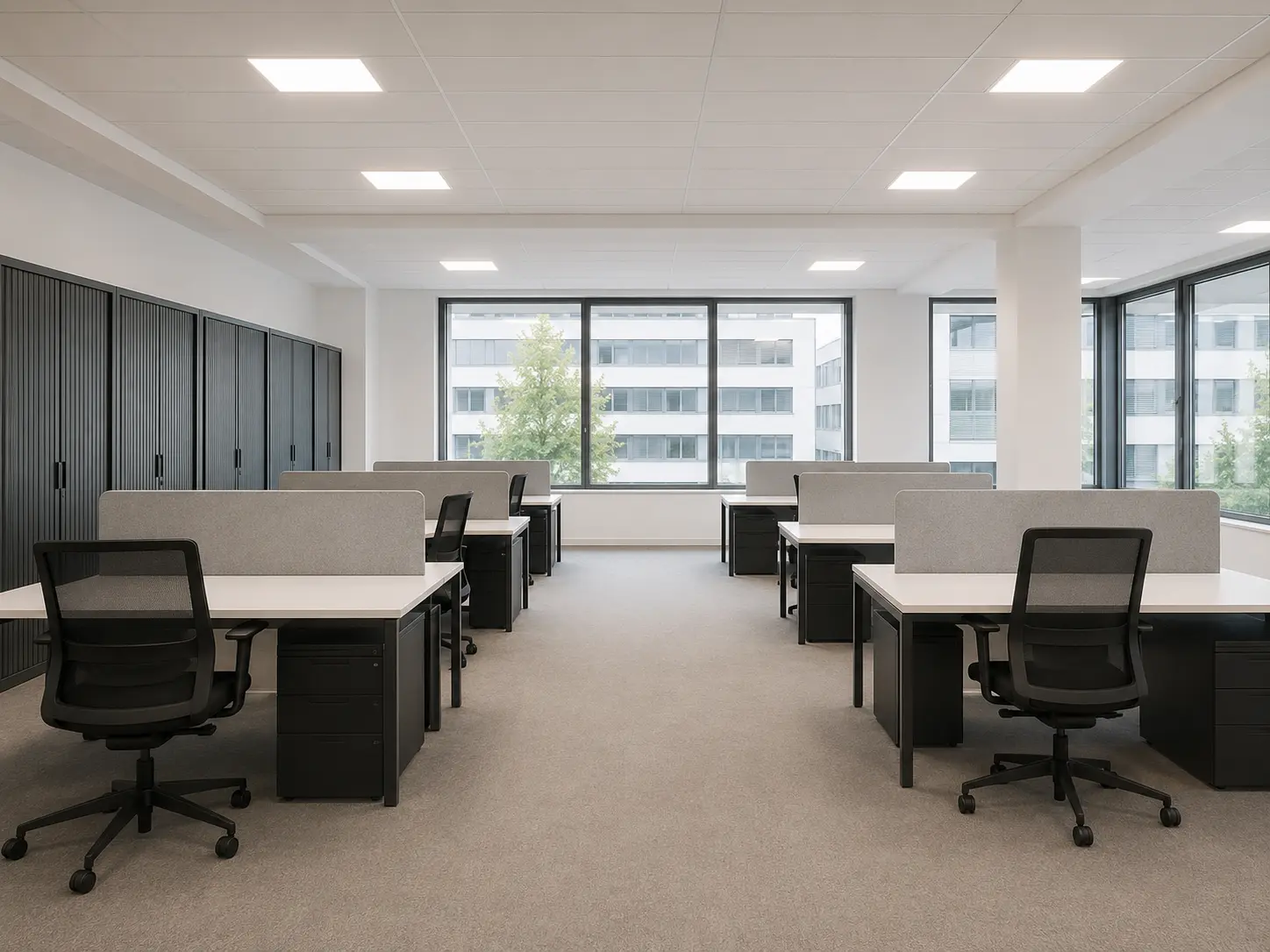 Bureaux vides et nettoyés dans des locaux professionnels