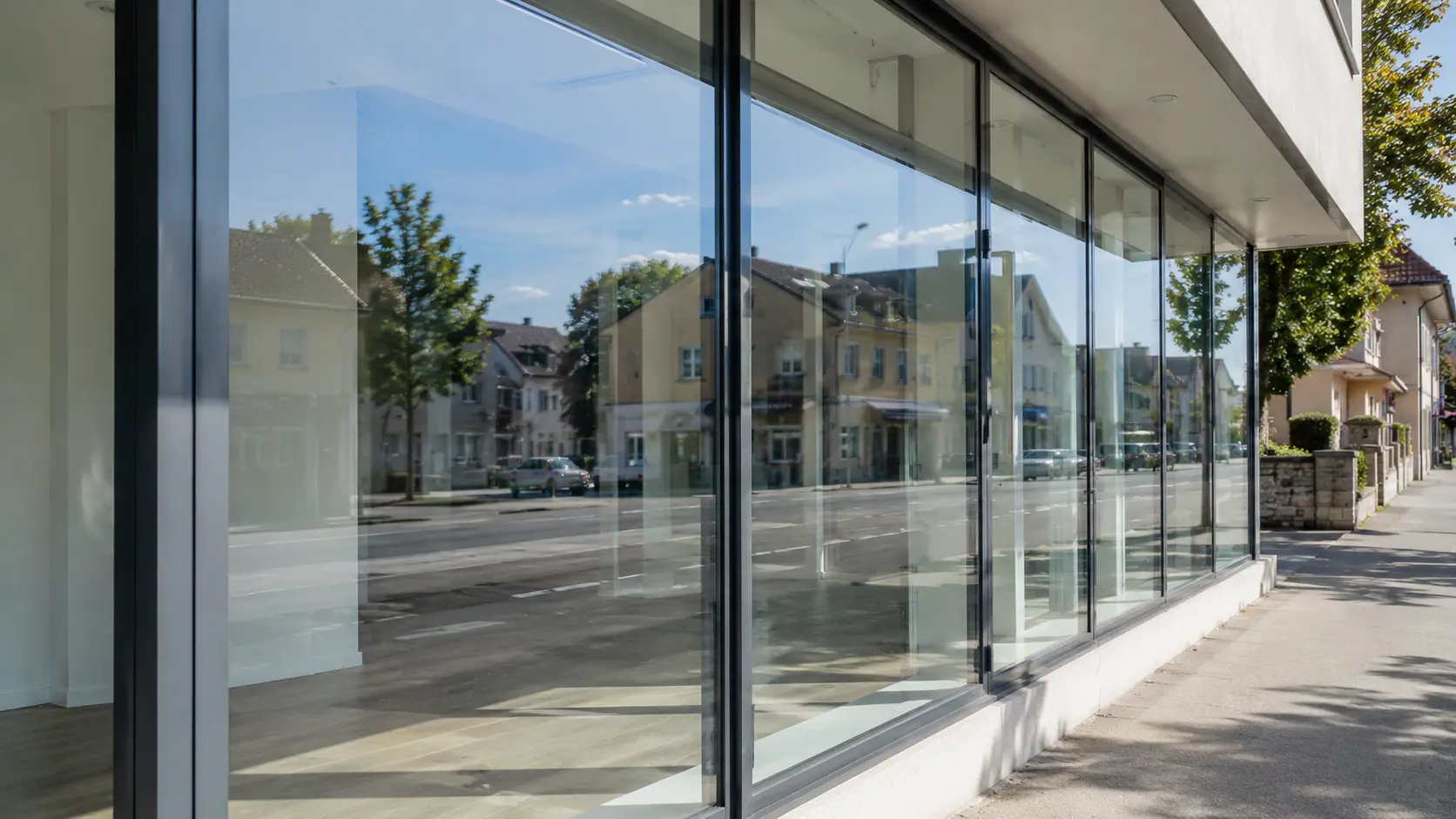 Vitrine et devanture vitrée d'un commerce après nettoyage
